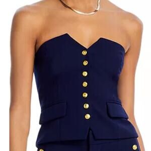 Aqua strapless sailor top